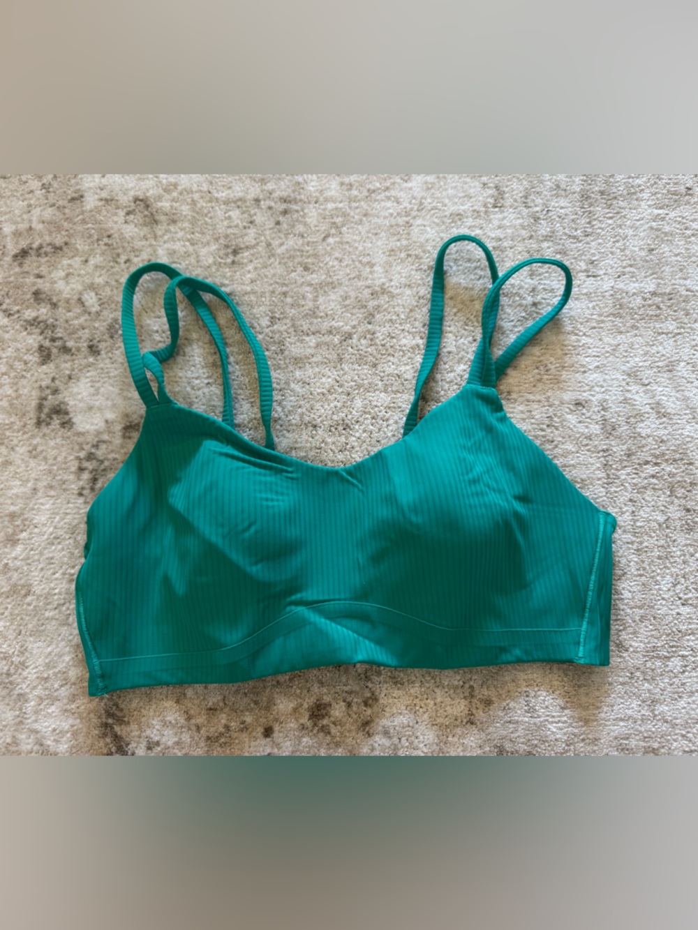 Lululemon Ribbed Teal Strappy Sports Bra Top Size 4/6